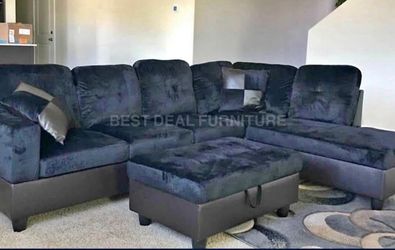 Sectional + Storage Ottoman  — Left or Right Chaise — Delivery Available