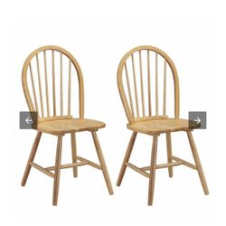 Set Of 2 Vintage Winds Side Wood Chairs 