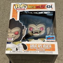 Funko Pop Dragonball Great Ape Vegeta Vinyl 6in Figure 434 NYCC 2018 Con Sticker