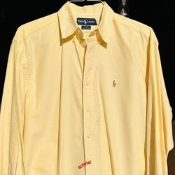 Excellent Ralph Lauren Blake Dress Shirt Men Size M 100% Cotton Long Sleeves 