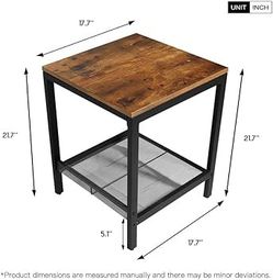 Vintage Finish Metal Frame End Table & Coffee Table For Dining Room, Living Room, Brown