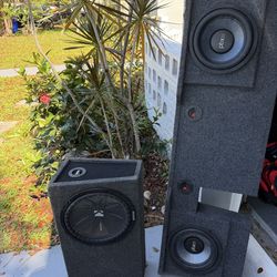 Subwoofer Kicker CompC 10"  -12”con Cajón + Set Doble Subwoofer PowerBass PBX