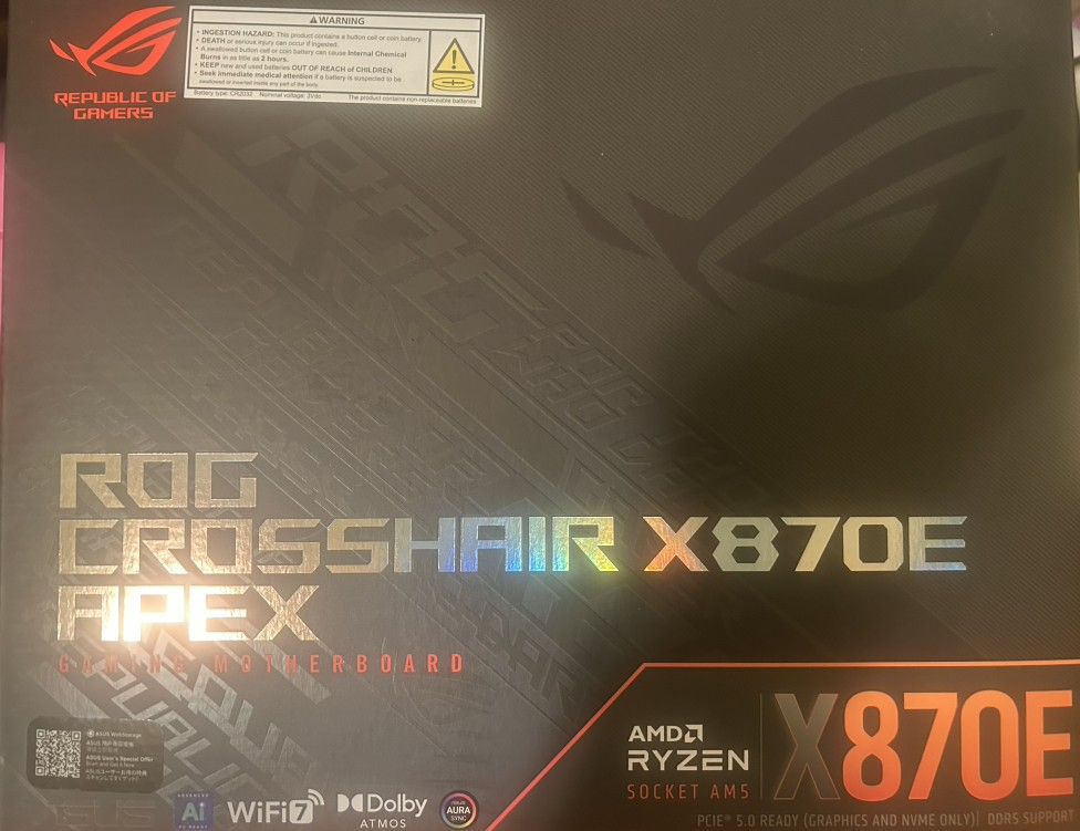 X870E ASUS ROG CROSSHAIR APEX AM5 MOTHERBOARD