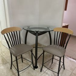 Glass Round Table With 2 Chairs