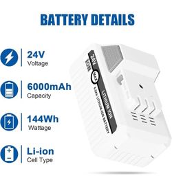 24V 6Ah Battery for VOLTASK & Snow Joe & Sun Joe 24V/48V IONMAX Tools