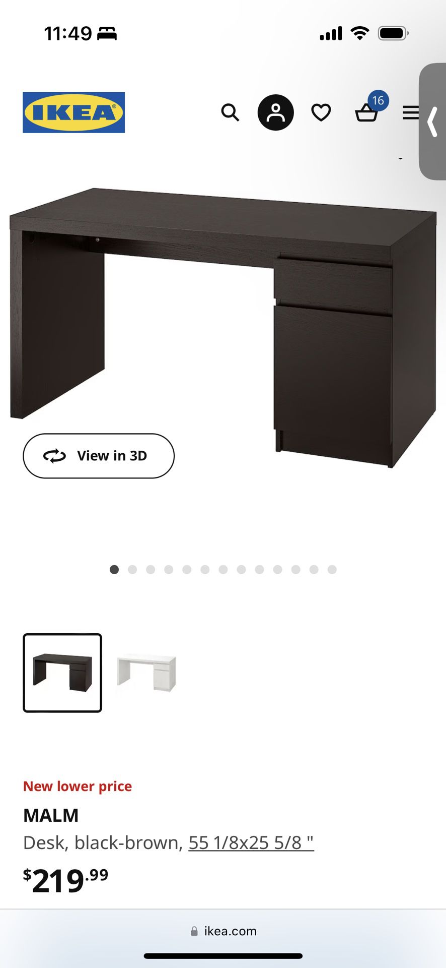 $50 IKEA MALM Desk Black Brown, 55 1/8x25 5/8 "