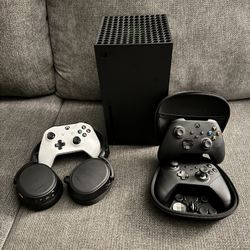 Xbox Series X With Controllers And Headset