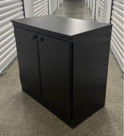 South Shore Morgan Pure Black Storage Cabinet, featuring a compact two-door design in new condition