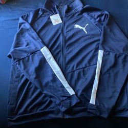 PUMA Men's Peacoat Navy Blue & White Big & Tall Track Jacket Size 3XLT B4HP
