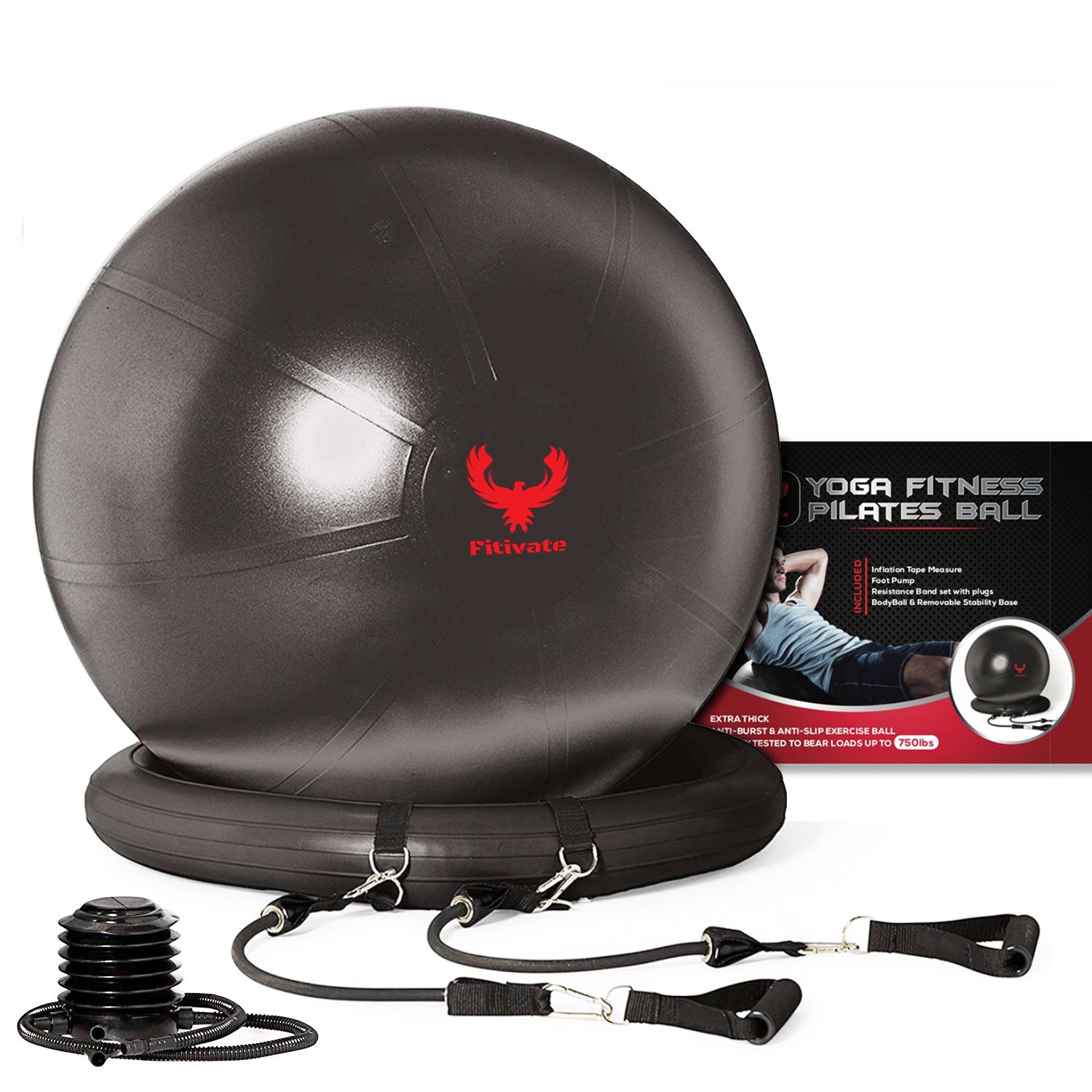 Yoga ball with resistance bands
