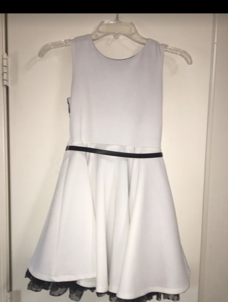 Girls Formal Holiday Party Embroidered Black & Off White Ivory Dress w/ Crop Jacket SZ 10
