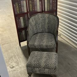 Antique Chair and Ottoman Lepoard Print