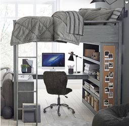 Pottery Barn Teen Sleep & Study® Loft Bed (63.5"w x 21.5"d) Brushed Charcoal
