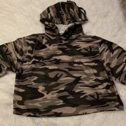 Girls Camo Print Hoodie Medium Drawstring 