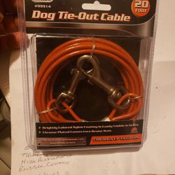 20ft. Tie Out Dog Cable. For Dogs Up To 60lbs.