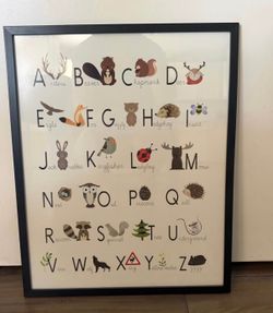 5 framed Woodland Nursery Artwork
