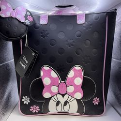 Minnie Mouse Floral Rock The Dots Tote Bag With Coin Bag