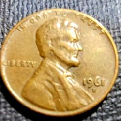 1961-D Lincoln Memorial Penny 1-Cent In Very Good Circulated Condition.