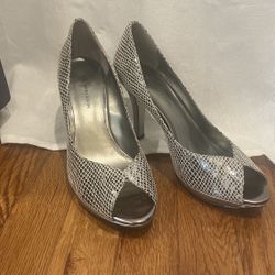 Silver Peep Toe Anne Klein Heels Size 8.5