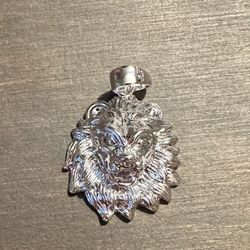 White Gold Plated Lion Pendant