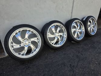 24" US MAG billets w/ 275-35ZR24 tires 24x10"s