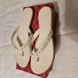 Tory Burch Ivory Leather Sandals
