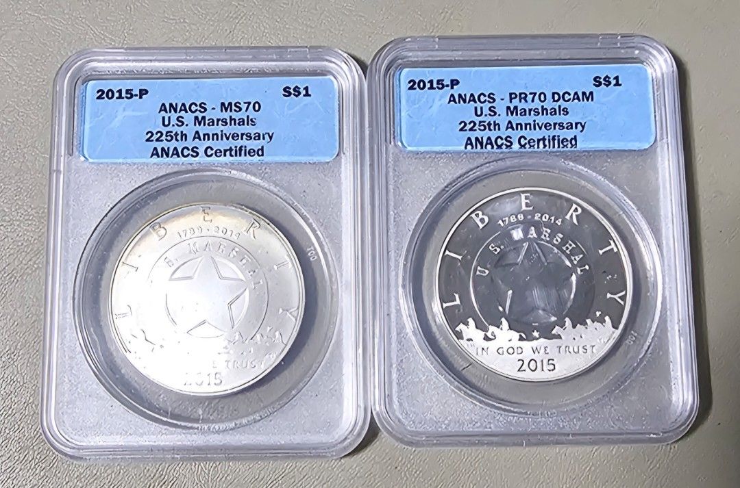 2015P MS70 & PR70 DCAM U.S MARSHALS 225TH ANNIVERSARY SILVER COINS