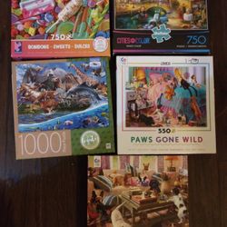Lot Of 5 Jigsaw Puzzles 13.00 