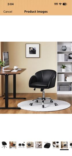 Cute Petal Desk Chair Home Office Chair Swivel Leather Desk Chair Makeup Vanity Chair with Armrests for Bedroom Modern Computer Rolling Chair for Wome