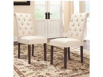 Tufted Dining Chairs Set of 2 Upholstered Parsons Kitchen Chairs Beige