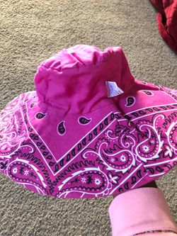 Pink bandanna style hat