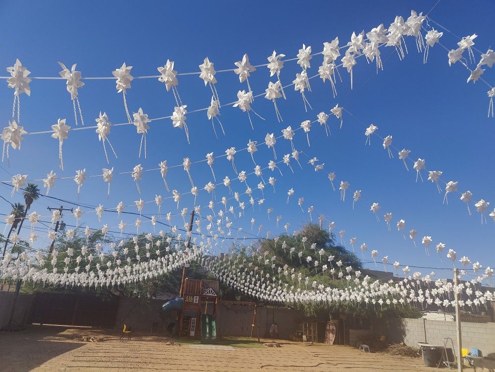 Adorno De Papel Y Popote De Plástico Para Boda Primera Comunión O Cualquier Evento