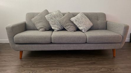 Modern Mid-Contemporary  Gray Sofa – Excellent Condition