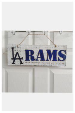 NFL 🏈 Los Angeles Rams 🏈 White Handcrafted Hanging Wooden Team Sign