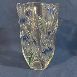 CRYSTAL Vase, Germany, Blue Tulips
