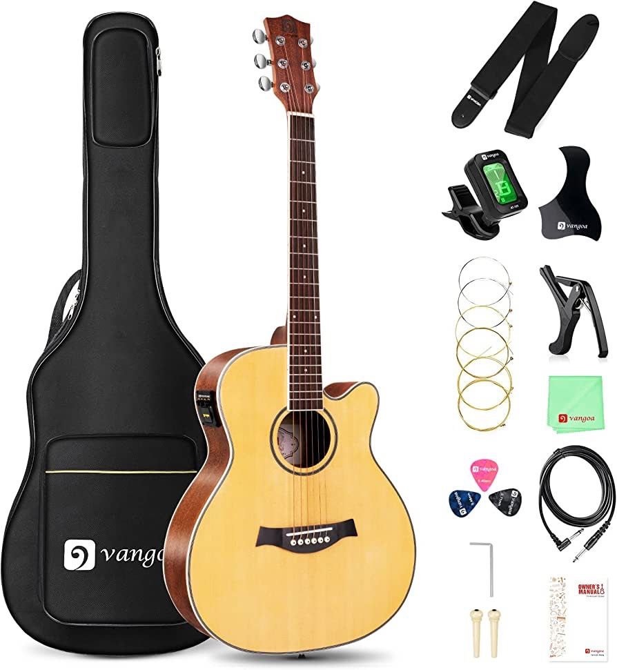 Vangoa 3/4 Size Acoustic Guitar, 36 Inch Acoustic Guitar with Free Gig Bag Case, Right Hand Cutaway Acoustic Guitar for Beginners Junior Travel