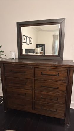 Wood Dresser with Mirror and two side tables