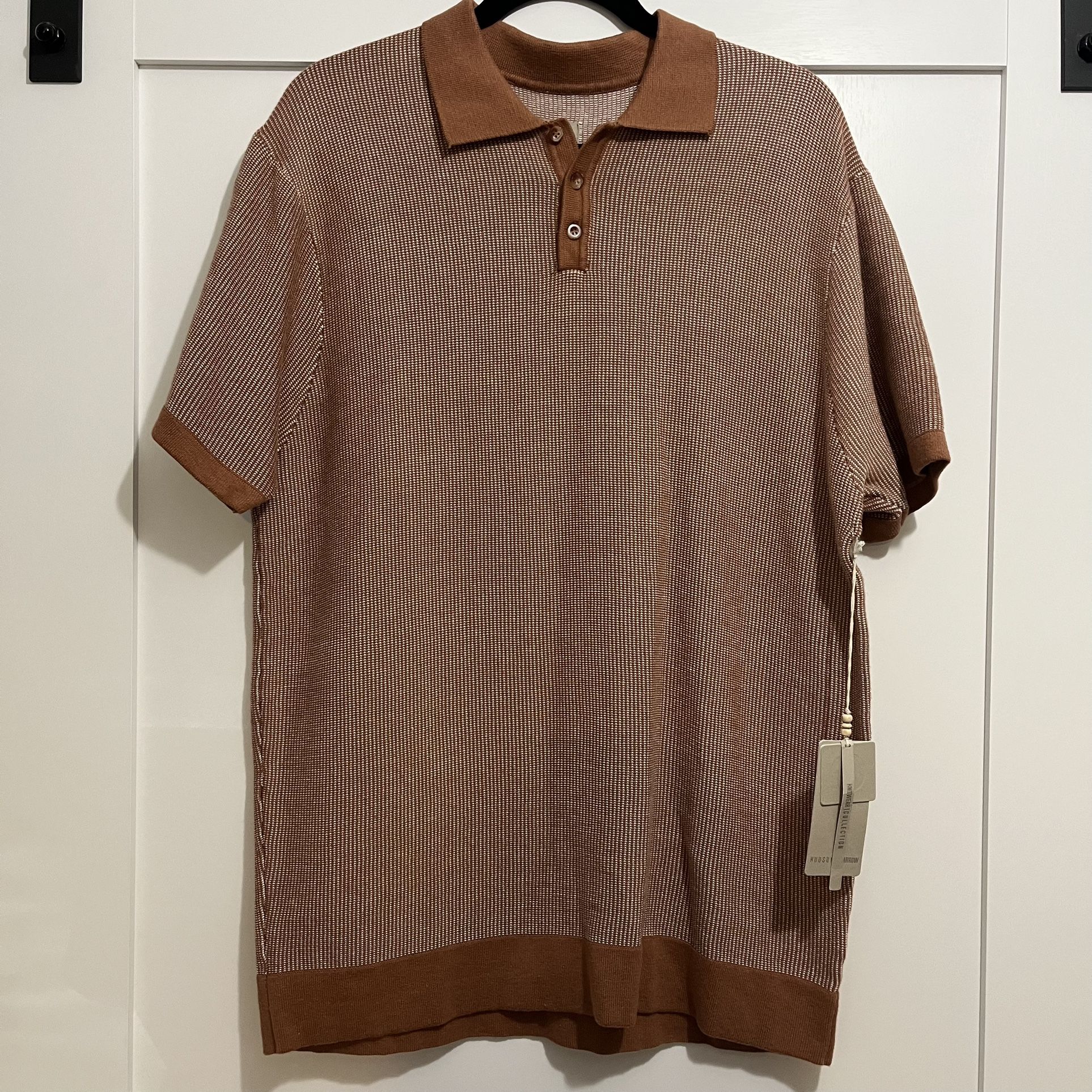 NWT Hudson & Barrow Knitwear XL Mens Striped Collared Polo Shirt