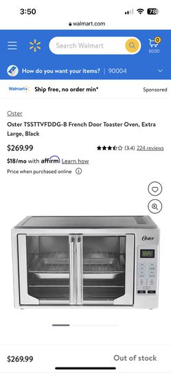 Oster TSSTTVFDDG-B French Door Toaster Oven, Extra Large, Black