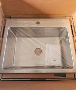 New KOHLER Cursiva Stainless Steel 27 X 22 X 9in. Single Bowl Drop-In Kitchen Sink