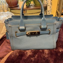 Blue & Gunmetal Coach Medium Bag