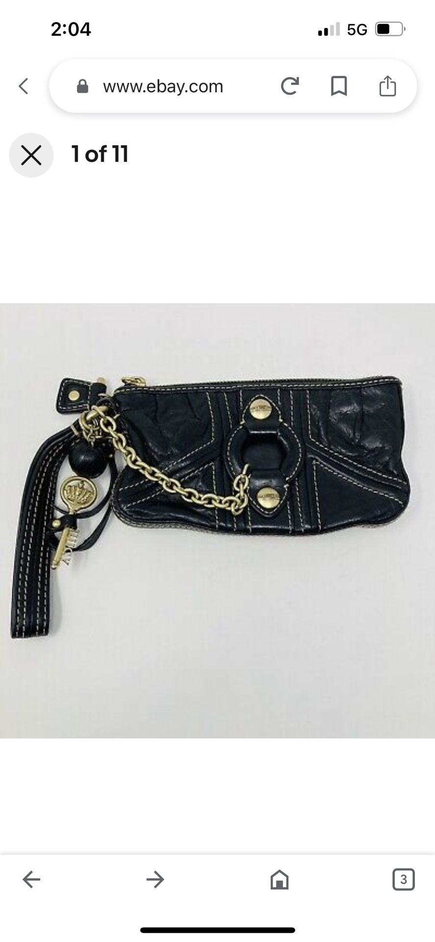 Juicy couture vintage wristlet, Black leather with gold hardware