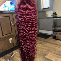 13x4 26 Inch Burgundy Wig 