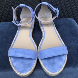 Ann Taylor Espadrille Flat Sandal-M Blue Pearl Size 7.5