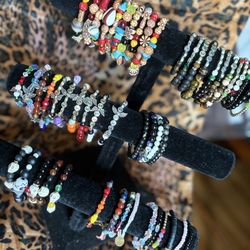 Assorted handmade beaded bracelets 