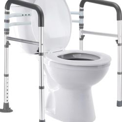 Agrish Foldable Standalone Toilet Safety Rails, Adjustable Widht & Height