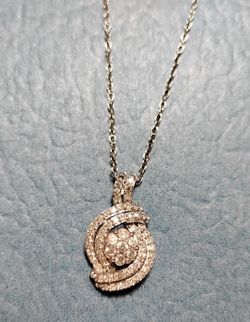 Sterling Silver Chain With Sterling Silver Diamond Pendant