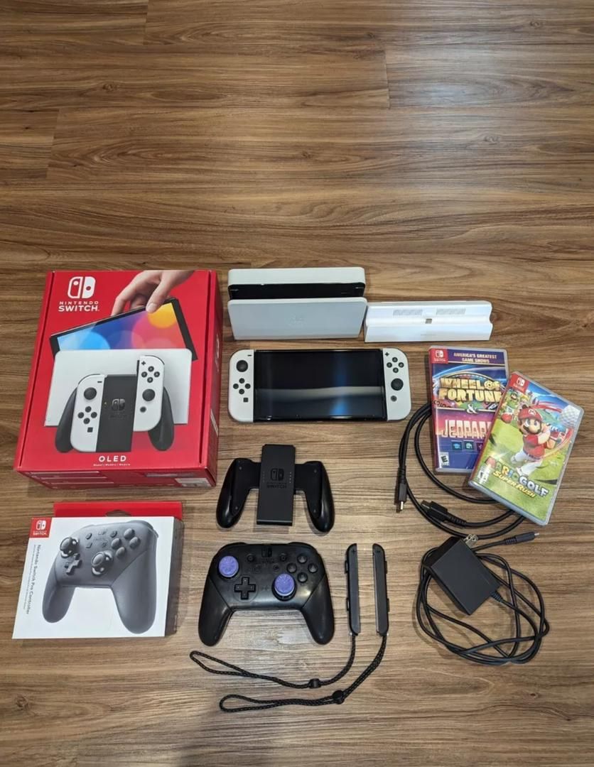 Switch OLED Model-WITH Games, Pro Controller And More- 64GB - White
