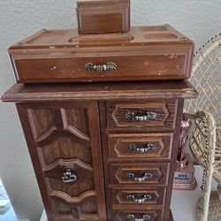 Vintage Small Wooden Dresser Valet Jewelry Box