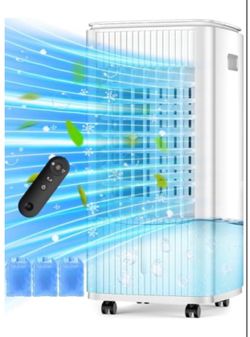 BALKO 25-INCH Evaporative Air Cooler, Swamp Cooler Air Conditioner w/Double Tanks, Smart Timer, 3 Ice Packs, 60W Windowless Air Conditioner, 70° Oscil